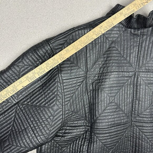 Vintage Max USA Leather Jacket Embroidered Patterned Design Hip Hop Y2K 90s XXL - Picture 9 of 16